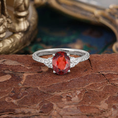 1.5 Carat Oval Cut Garnet Engagement Ring Anniversary Gift