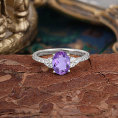 1.5 Carat Oval Cut Amethyst Engagement Ring Anniversary Gift