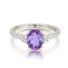 1.5 Carat Oval Cut Amethyst Engagement Ring Anniversary Gift