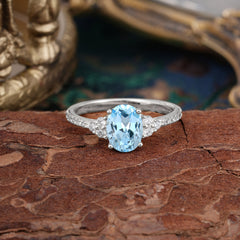 1.5 Carat Oval Cut Aquamarine Engagement Ring Anniversary Gift