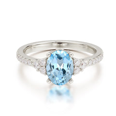 1.5 Carat Oval Cut Aquamarine Engagement Ring Anniversary Gift