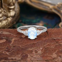 1.5 Carat Classic Vintage 4-Prong Oval Cut Moonstone Engagement Ring Anniversary Gift