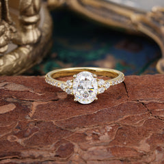 1.5 Carat Classic Vintage 4-Prong Oval Cut Moissanite Engagement Ring Anniversary Gift