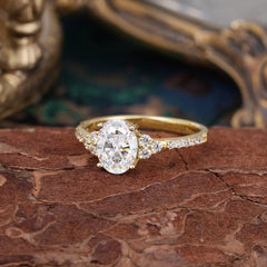 1.5 Carat Classic Vintage 4-Prong Oval Cut Moissanite Engagement Ring Anniversary Gift
