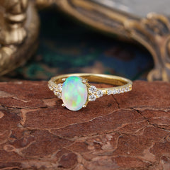 1.5 Carat Oval Cut Opal Engagement Ring Anniversary Gift
