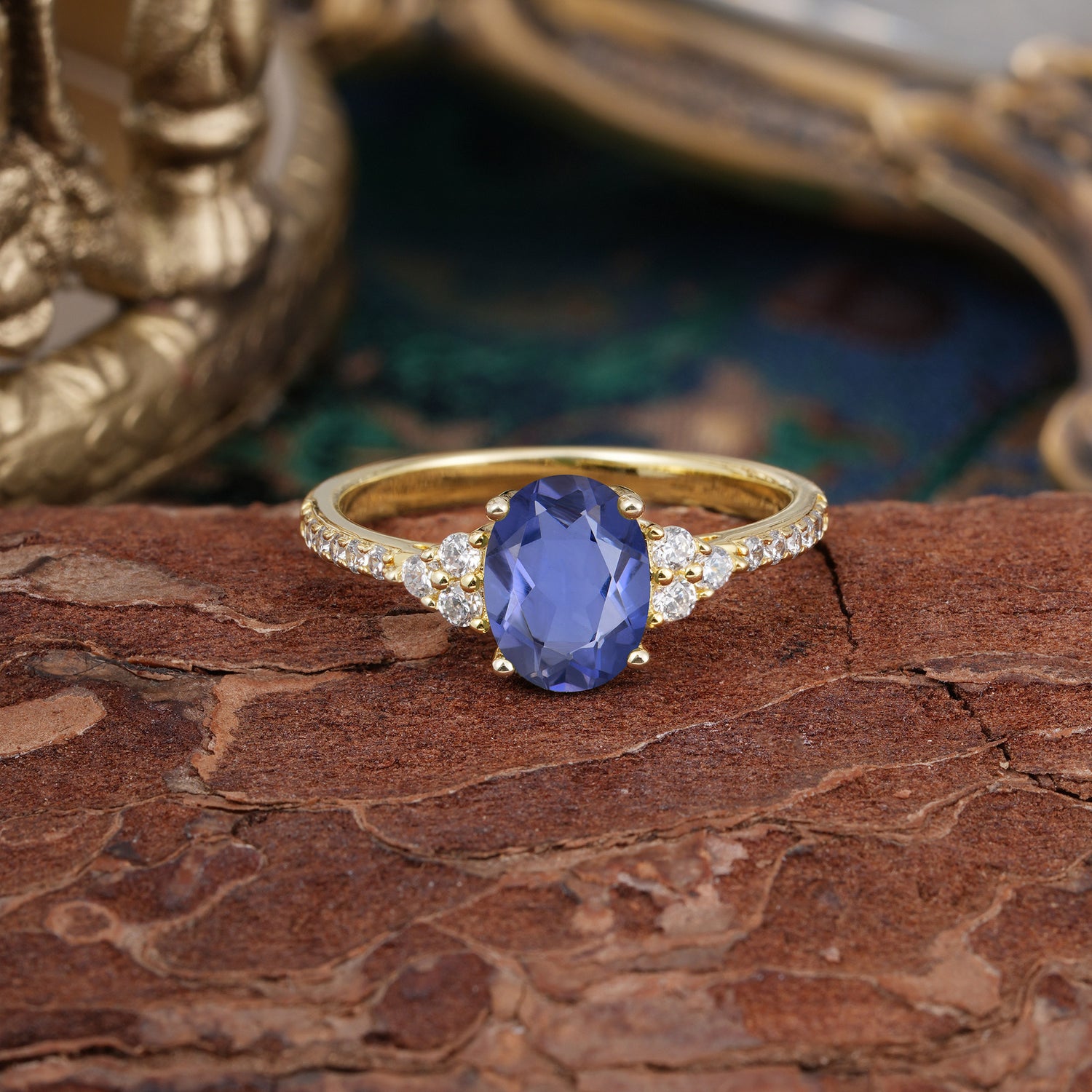 1.5 Carat Classic Vintage 4-Prong Oval Cut Tanzanite Engagement Ring Anniversary Gift