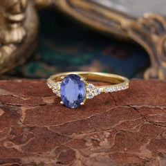 1.5 Carat Classic Vintage 4-Prong Oval Cut Tanzanite Engagement Ring Anniversary Gift