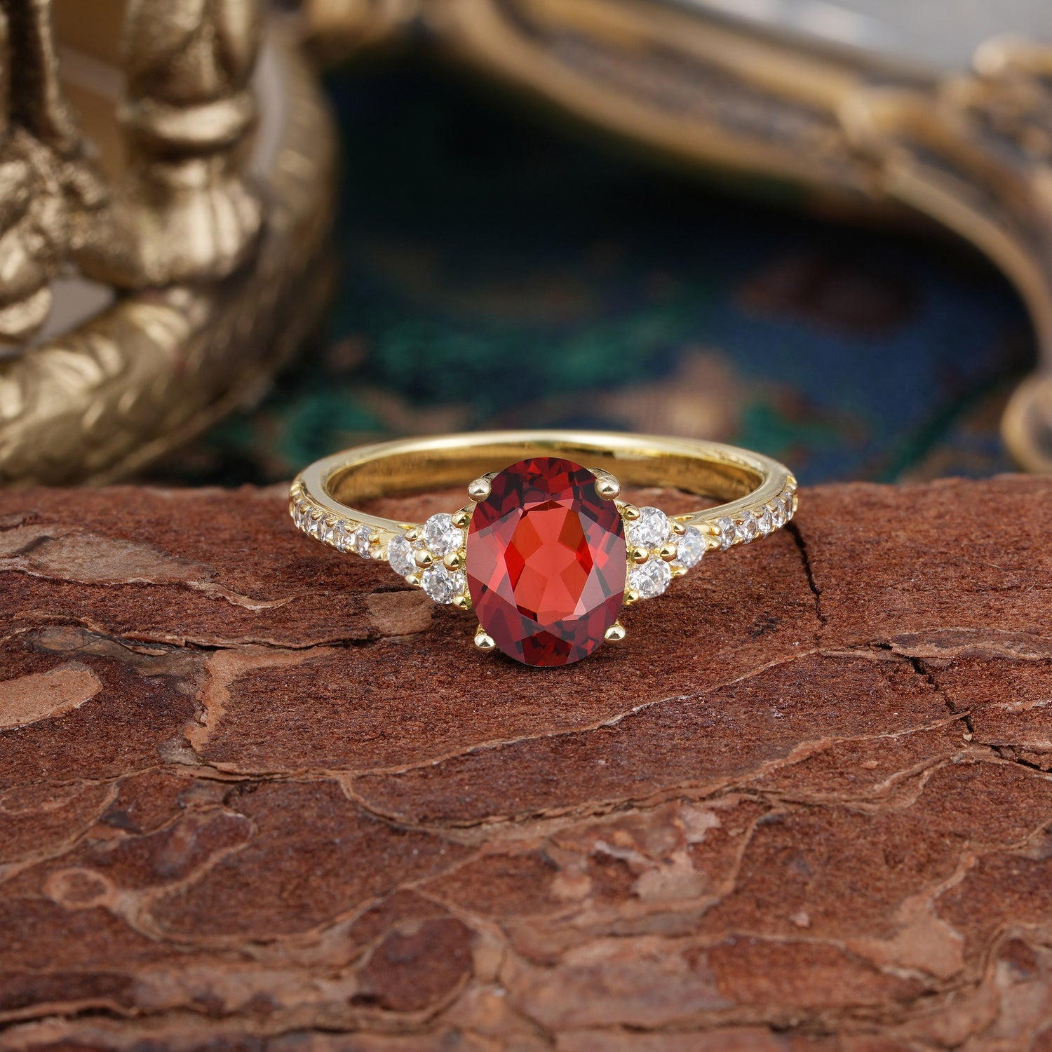 1.5 Carat Oval Cut Garnet Engagement Ring Anniversary Gift