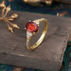1.5 Carat Oval Cut Garnet Engagement Ring Anniversary Gift