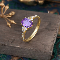 1.5 Carat Oval Cut Amethyst Engagement Ring Anniversary Gift