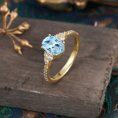 1.5 Carat Oval Cut Aquamarine Engagement Ring Anniversary Gift