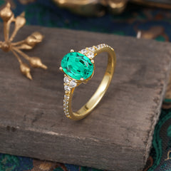 1.5 Carat Oval Cut Emerald Engagement Ring Anniversary Gift