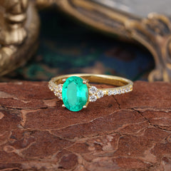 1.5 Carat Oval Cut Emerald Engagement Ring Anniversary Gift