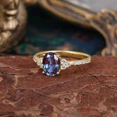 1.5 Carat Classic Vintage 4-Prong Oval Cut Alexandrite Engagement Ring Anniversary Gift