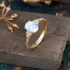 1.5 Carat Classic Vintage 4-Prong Oval Cut Moonstone Engagement Ring Anniversary Gift