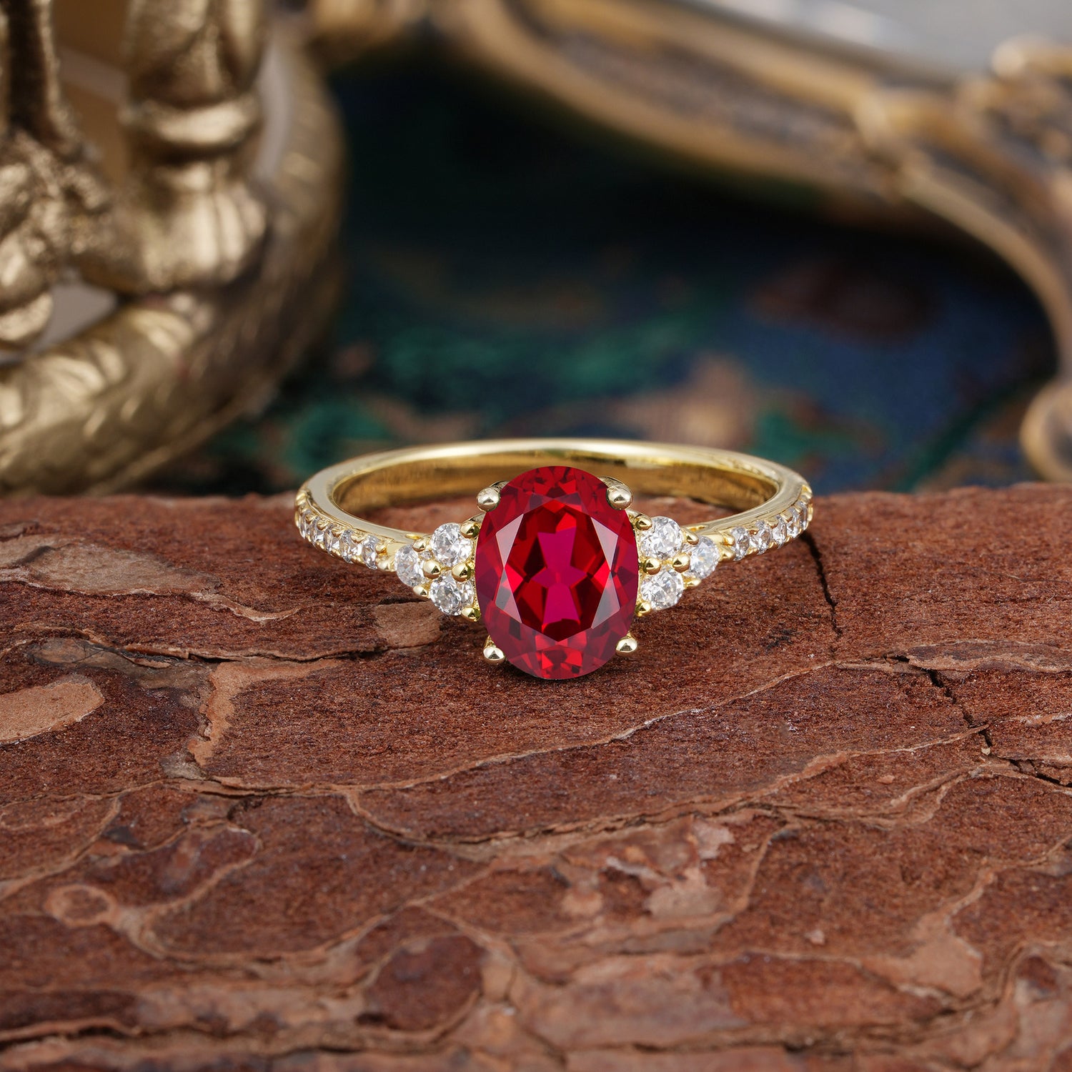 1.5 Carat Classic Vintage 4-Prong Oval Cut Ruby Engagement Ring Anniversary Gift