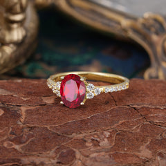 1.5 Carat Classic Vintage 4-Prong Oval Cut Ruby Engagement Ring Anniversary Gift