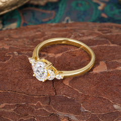 1 Carat Oval Cut Moissanite Ring Classic Side Stone Engagement Ring