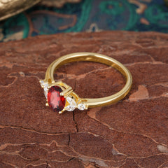 1 Carat Oval Cut 4 Prong Garnet Ring Classic Side Stone Engagement Ring