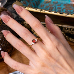 1 Carat Oval Cut 4 Prong Garnet Ring Classic Side Stone Engagement Ring