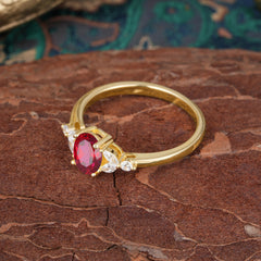 1 Carat 4 Prong Oval Cut  Ruby Ring Classic Side Stone Engagement Ring