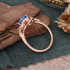 1 Carat vintage 4 Prong Oval Cut Sapphire Halo Ring Anniversary Bead Edge Unique Leaf Ring