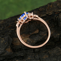 3 Prong Pear Cut Classic Lab Grown Sapphire Engagement Ring with Side Stone