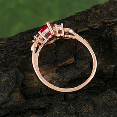 Pear Cut Classic Ruby Engagement Ring with Side Stone