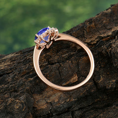 Pear Cut Cluster Tanzanite Promise Ring Four Claw Prong Setting