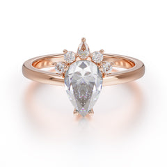 Pear Cut Cluster Moissanite Promise Ring Four Claw Prong Setting