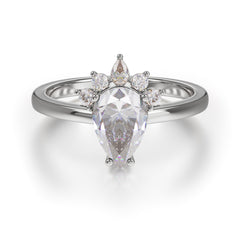 Pear Cut Cluster Moissanite Promise Ring Four Claw Prong Setting
