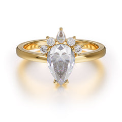 Pear Cut Cluster Moissanite Promise Ring Four Claw Prong Setting