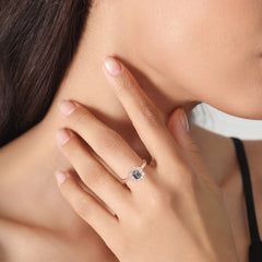 Emerald Cut Engagement Ring Classic Lab Grown Moissanite Halo Promise Ring