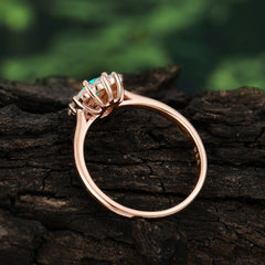 Emerald Cut Emerald Ring Classic Lab Grown Aquamarine Halo Promise Ring