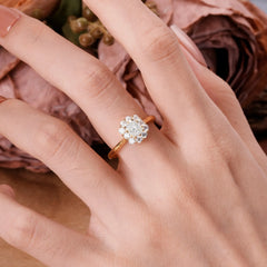 Emerald Cut Engagement Ring Classic Lab Grown Moissanite Halo Promise Ring