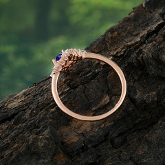Vintage Princess Cut Cluster Tanzanite Promise Ring Halo Bridal Ring