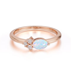 0.5 Carat Oval Cut Opal with Side Stone Unique Promise Ring for Women