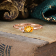 0.5ct Oval Cut Citrine Ring with Side Stones for Her