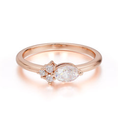 0.5 Carat Oval Cut Moissanite with Side Stone Unique Promise Ring for Women