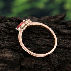 0.5 Carat Oval Cut Garnet with Side Stone Unique Promise Ring for Women