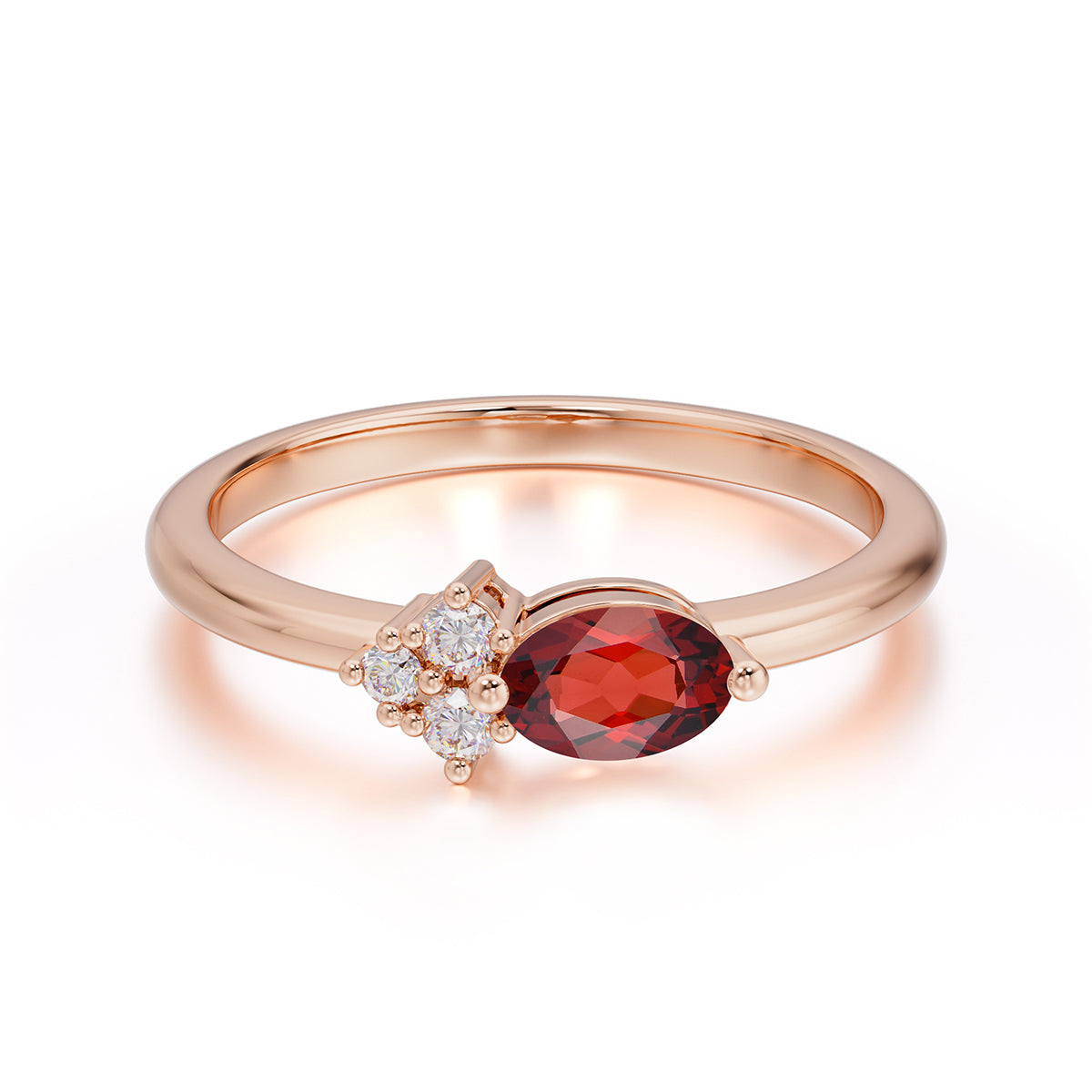 0.5 Carat Oval Cut Garnet with Side Stone Unique Promise Ring for Women