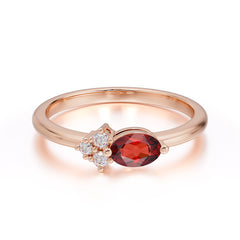 0.5 Carat Oval Cut Garnet with Side Stone Unique Promise Ring for Women