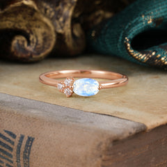 0.5ct Oval Cut Moonstone Ring with Side Stones for Her