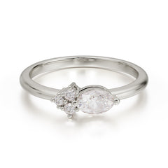 0.5 Carat Oval Cut Moissanite with Side Stone Unique Promise Ring for Women