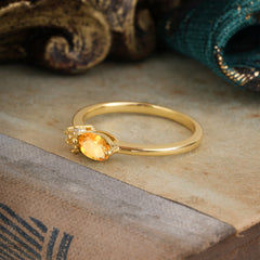 0.5ct Oval Cut Citrine Ring with Side Stones for Her