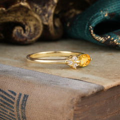 0.5ct Oval Cut Citrine Ring with Side Stones for Her