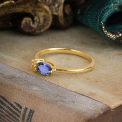 0.5ct Oval Cut Tanzanite Ring with Side Stones for Her
