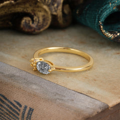 0.5ct Oval Cut Black Rutilated Quartz Ring with Side Stones for Her