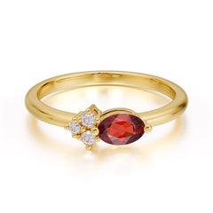 0.5 Carat Oval Cut Garnet with Side Stone Unique Promise Ring for Women
