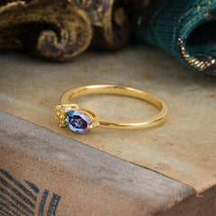 0.5ct Oval Cut Alexandrite Ring with Side Stones for Her